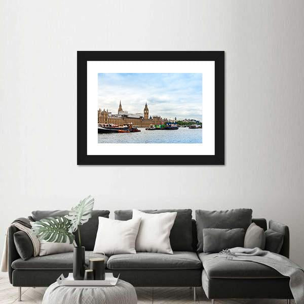 Traditional Big Ben In London Panoramic Canvas Wall Art-1 Piece-36" x 12"-Tiaracle