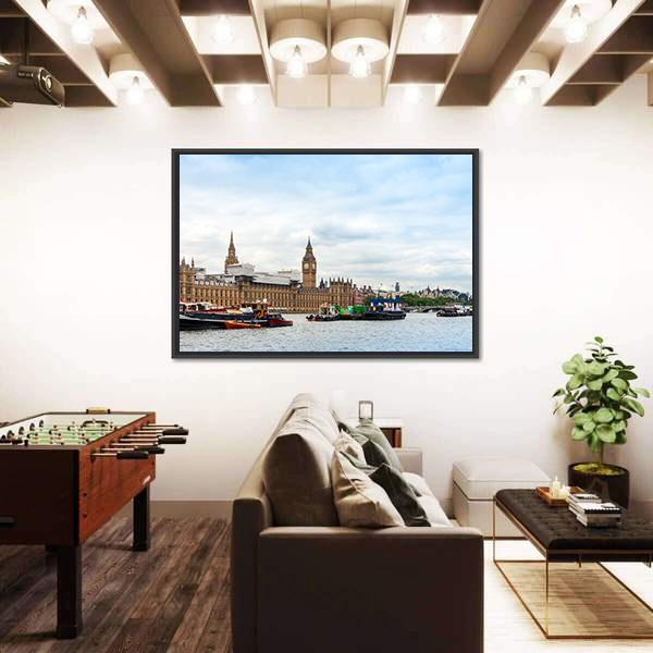 Traditional Big Ben In London Panoramic Canvas Wall Art-1 Piece-36" x 12"-Tiaracle