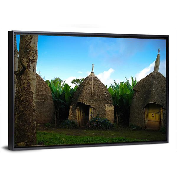 Traditional Dorze Tribe Village In Ethiopia Canvas Wall Art-3 Horizontal-Gallery Wrap-25" x 16"-Tiaracle