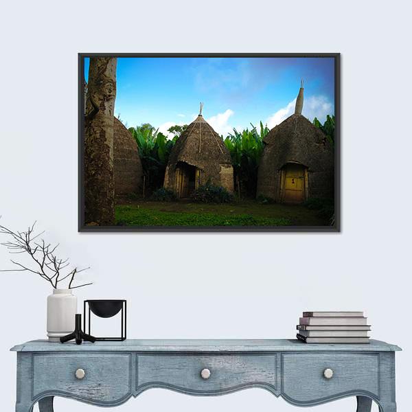 Traditional Dorze Tribe Village In Ethiopia Canvas Wall Art-3 Horizontal-Gallery Wrap-25" x 16"-Tiaracle