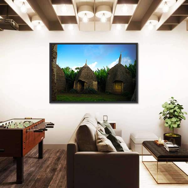 Traditional Dorze Tribe Village In Ethiopia Canvas Wall Art-3 Horizontal-Gallery Wrap-25" x 16"-Tiaracle
