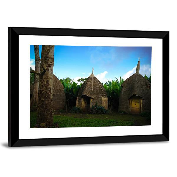 Traditional Dorze Tribe Village In Ethiopia Canvas Wall Art-3 Horizontal-Gallery Wrap-25" x 16"-Tiaracle