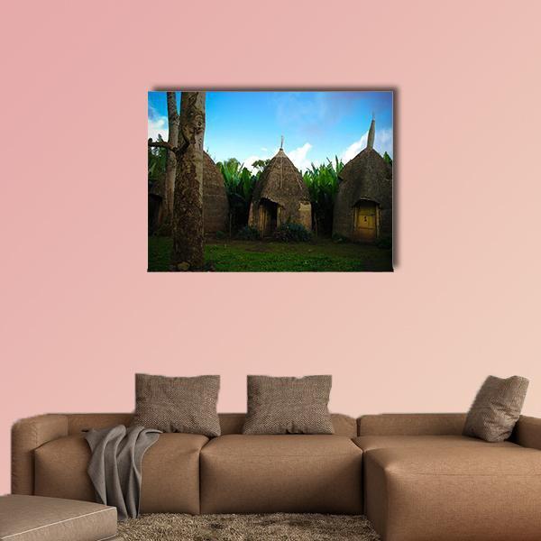 Traditional Dorze Tribe Village In Ethiopia Canvas Wall Art-3 Horizontal-Gallery Wrap-25" x 16"-Tiaracle