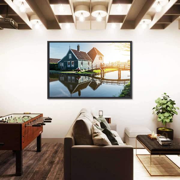 Traditional Dutch House Canvas Wall Art-3 Horizontal-Gallery Wrap-25" x 16"-Tiaracle