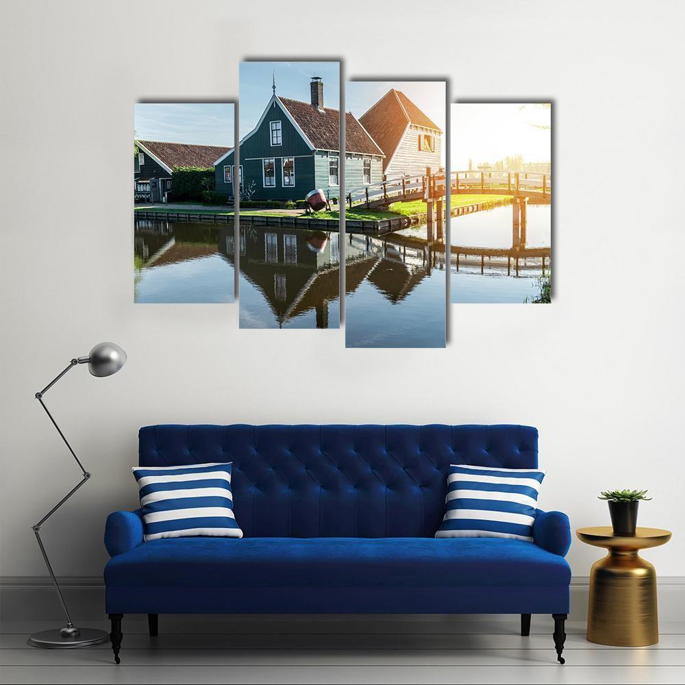 Traditional Dutch House Canvas Wall Art-4 Pop-Gallery Wrap-50&quot; x 32&quot;-Tiaracle
