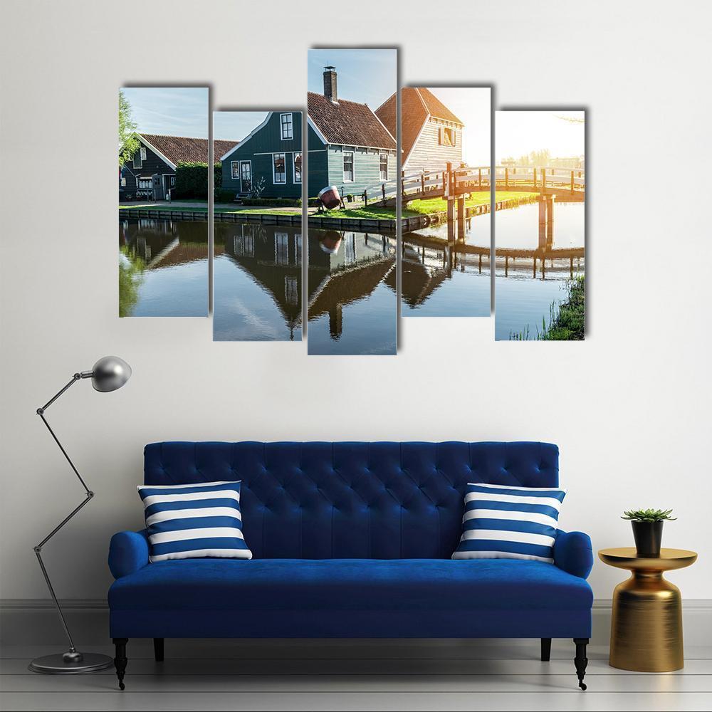 Traditional Dutch House Canvas Wall Art-5 Pop-Gallery Wrap-47&quot; x 32&quot;-Tiaracle