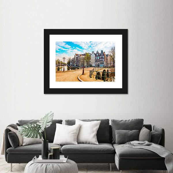 Traditional Dutch Old Houses Canvas Wall Art-1 Piece-Framed Print-20" x 16"-Tiaracle