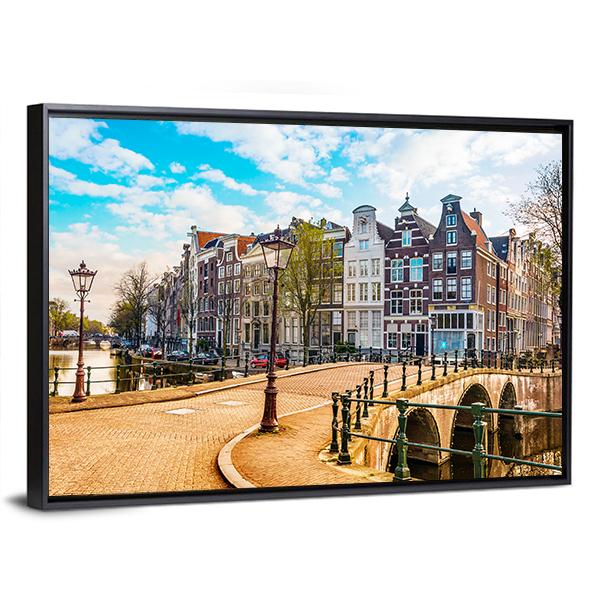 Traditional Dutch Old Houses Canvas Wall Art-3 Horizontal-Gallery Wrap-25" x 16"-Tiaracle