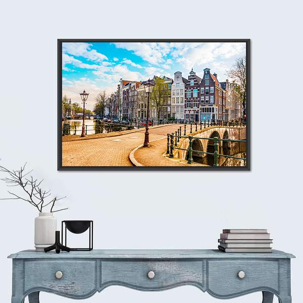 Traditional Dutch Old Houses Canvas Wall Art-3 Horizontal-Gallery Wrap-25" x 16"-Tiaracle