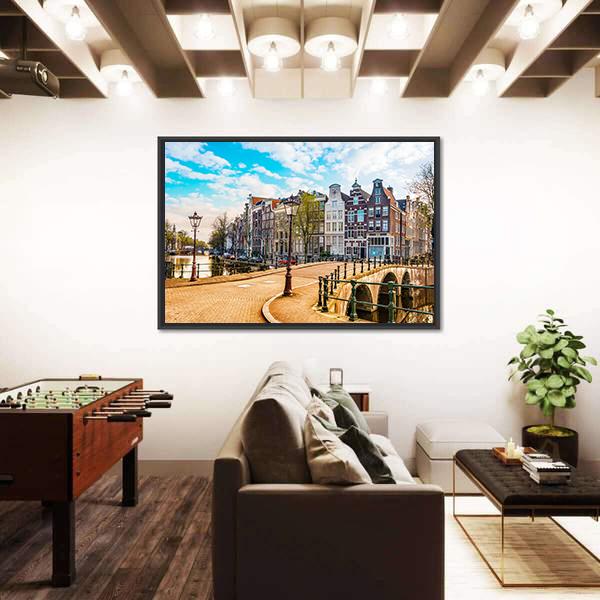 Traditional Dutch Old Houses Canvas Wall Art-3 Horizontal-Gallery Wrap-25" x 16"-Tiaracle