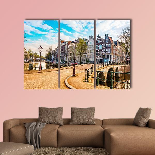 Traditional Dutch Old Houses Canvas Wall Art-3 Horizontal-Gallery Wrap-37" x 24"-Tiaracle