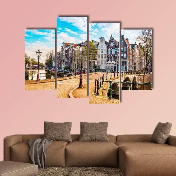 Traditional Dutch Old Houses Canvas Wall Art-4 Pop-Gallery Wrap-50" x 32"-Tiaracle