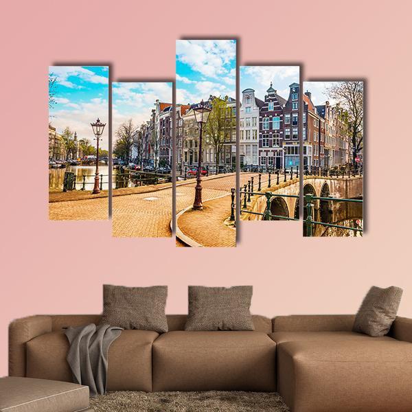 Traditional Dutch Old Houses Canvas Wall Art-5 Pop-Gallery Wrap-47" x 32"-Tiaracle