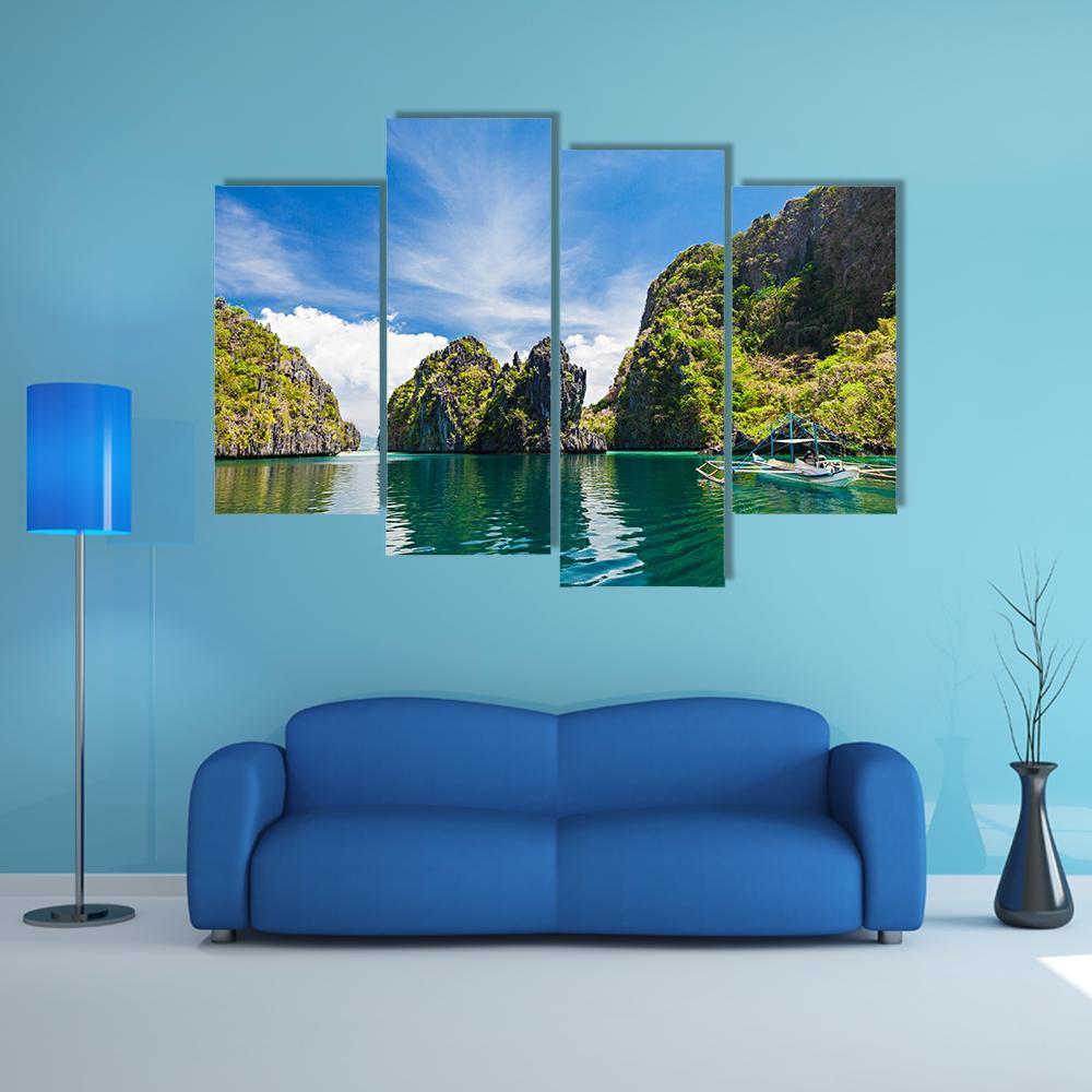 Scenic Filipino Island Canvas Wall Art-4 Pop-Gallery Wrap-50&quot; x 32&quot;-Tiaracle
