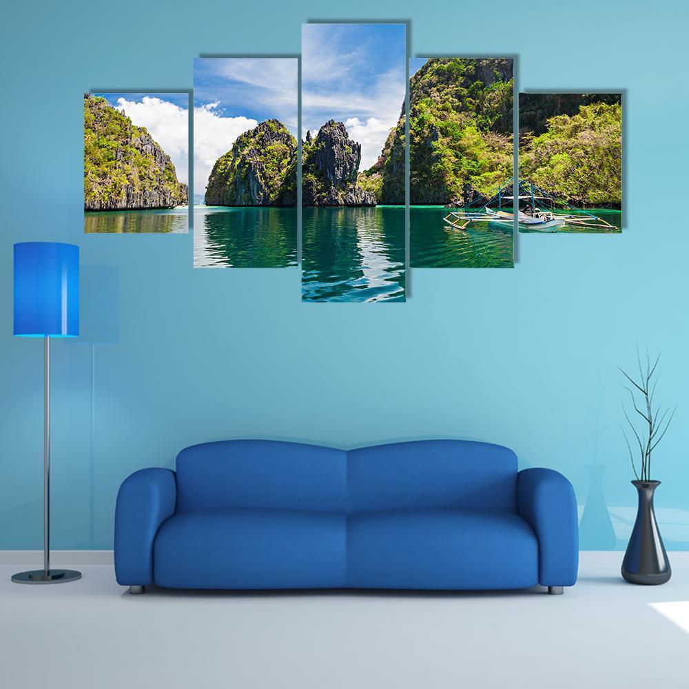 Scenic Filipino Island Canvas Wall Art-5 Star-Gallery Wrap-62&quot; x 32&quot;-Tiaracle