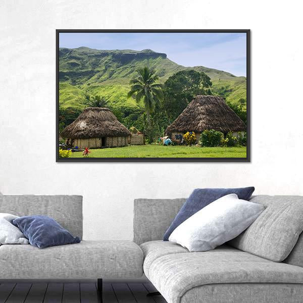 Traditional Houses Of Navala Village Canvas Wall Art-1 Piece-Floating Frame-24" x 16"-Tiaracle