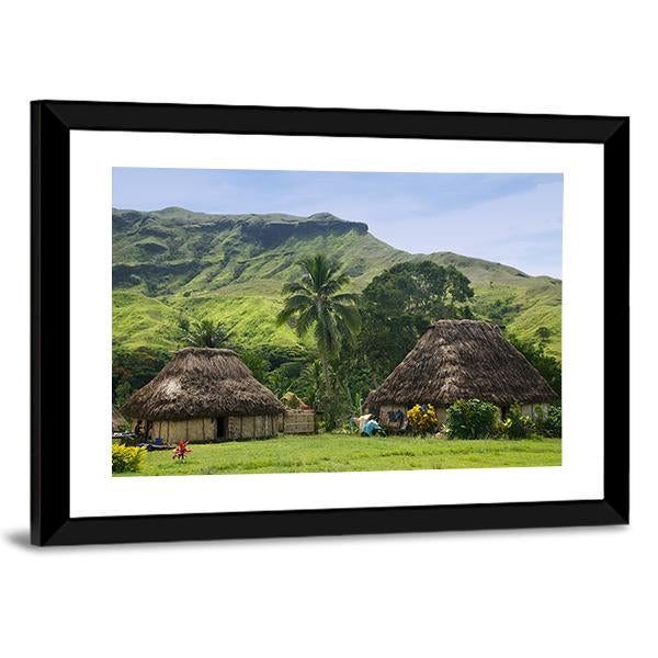 Traditional Houses Of Navala Village Canvas Wall Art-3 Horizontal-Gallery Wrap-25" x 16"-Tiaracle