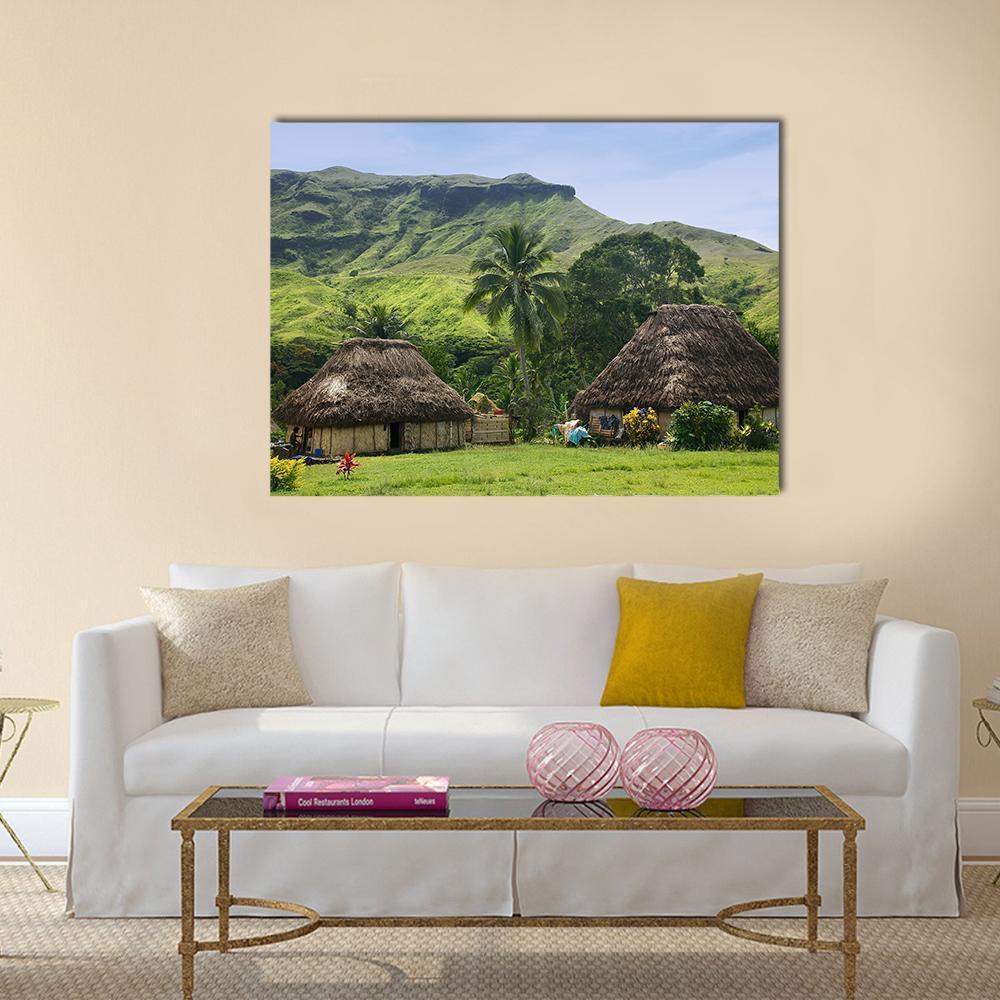 Traditional Houses Of Navala Village Canvas Wall Art-1 Piece-Gallery Wrap-48" x 32"-Tiaracle