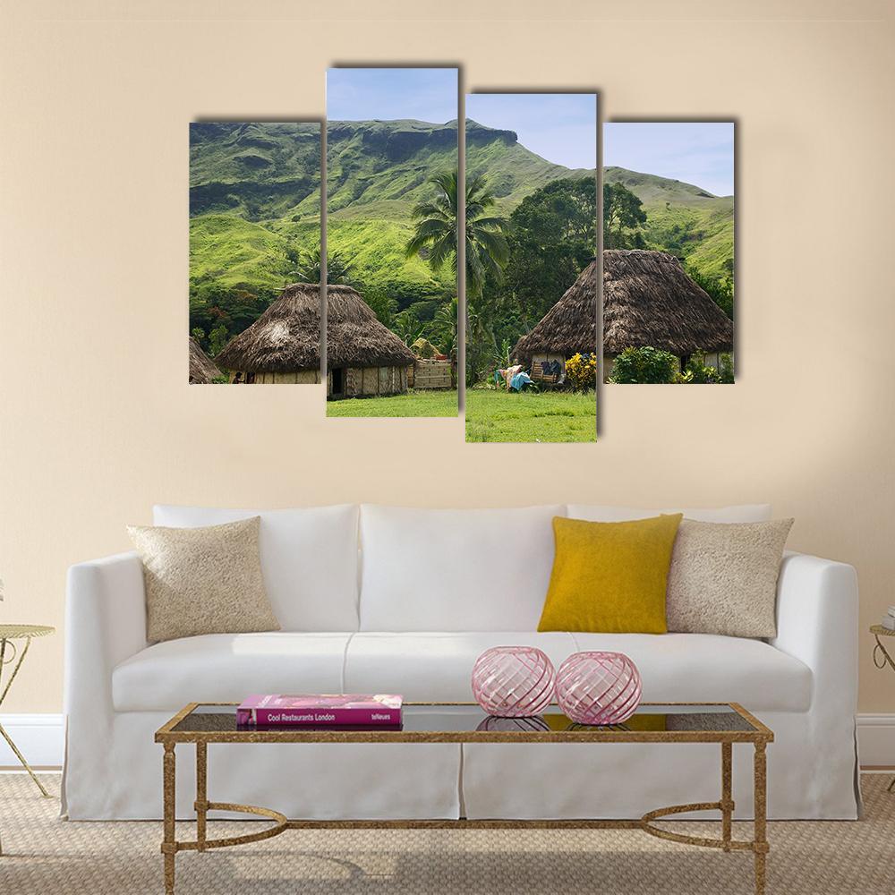 Traditional Houses Of Navala Village Canvas Wall Art-4 Pop-Gallery Wrap-50" x 32"-Tiaracle