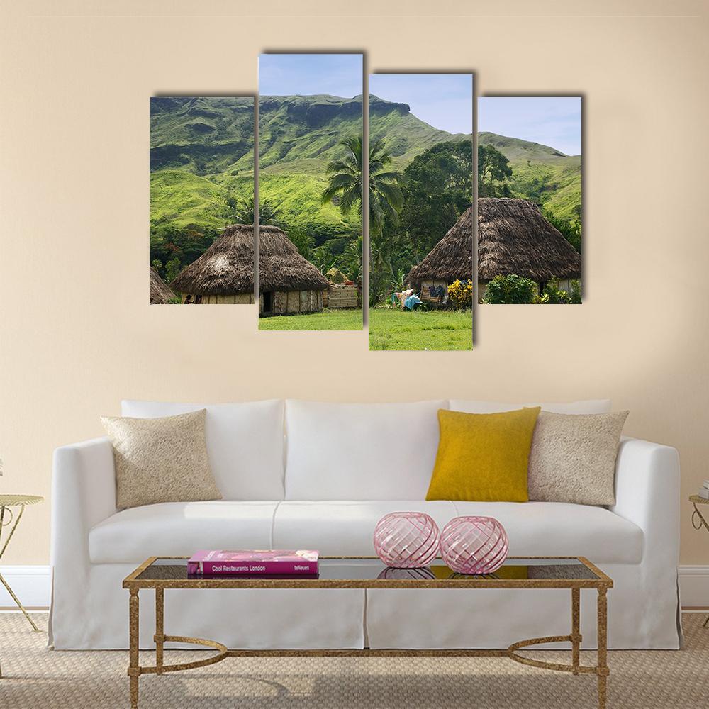 Traditional Houses Of Navala Village Canvas Wall Art-1 Piece-Gallery Wrap-48" x 32"-Tiaracle