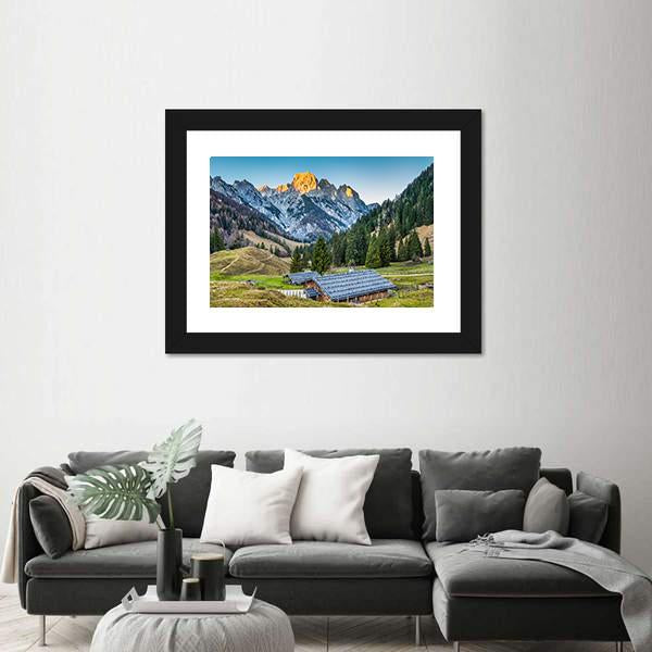 Traditional Mountain Chalets Canvas Wall Art-1 Piece-Framed Print-20" x 16"-Tiaracle