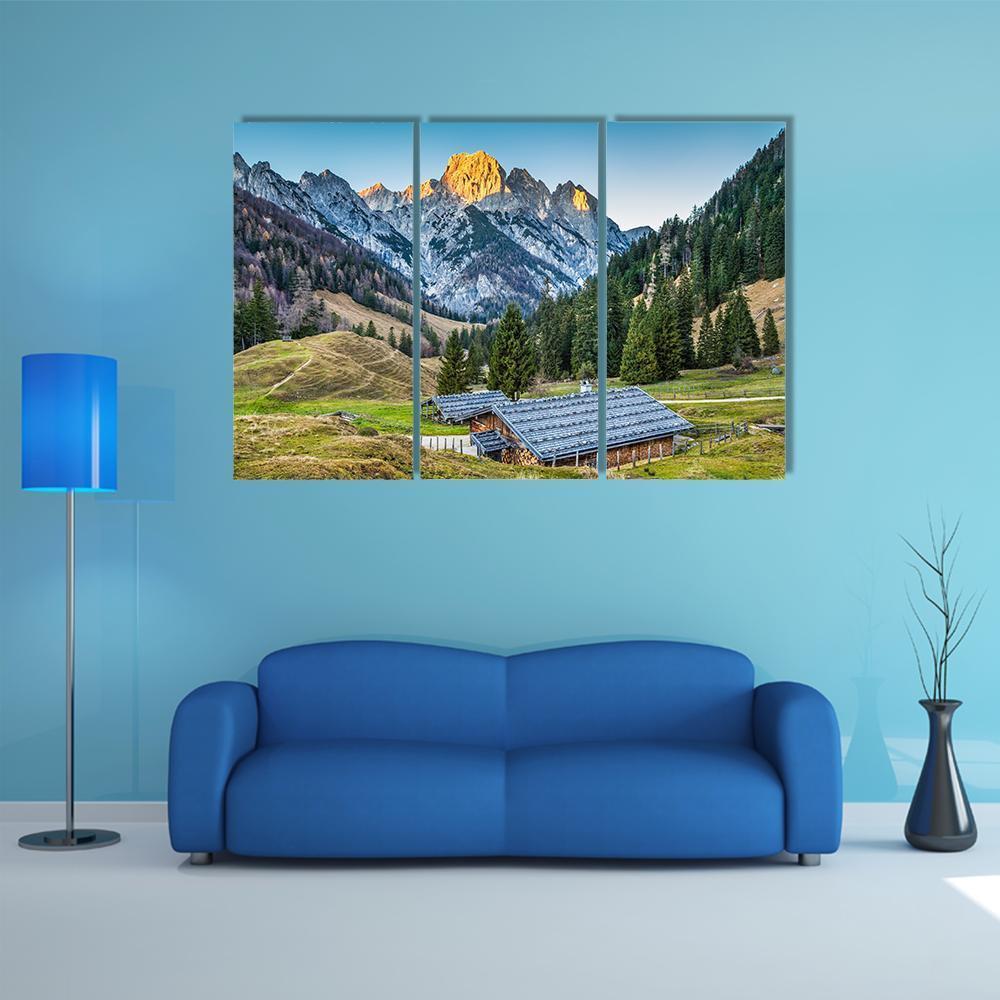 Traditional Mountain Chalets Canvas Wall Art-3 Horizontal-Gallery Wrap-37" x 24"-Tiaracle