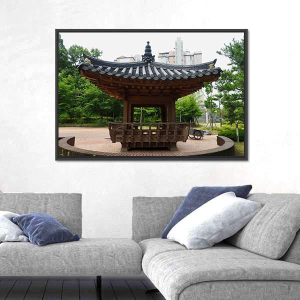 Traditional Resting Building In Korea Canvas Wall Art-1 Piece-Floating Frame-24" x 16"-Tiaracle