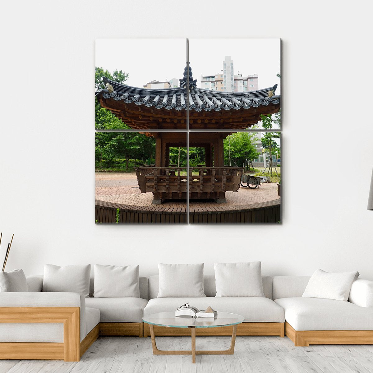 Traditional Resting Building In Korea Canvas Wall Art-4 Square-Gallery Wrap-17" x 17"-Tiaracle