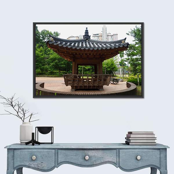 Traditional Resting Building In Korea Canvas Wall Art-5 Horizontal-Gallery Wrap-22" x 12"-Tiaracle