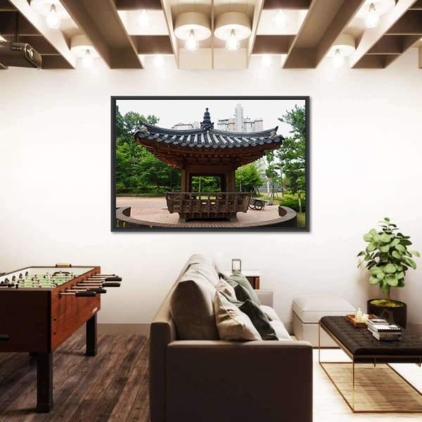 Traditional Resting Building In Korea Canvas Wall Art-3 Horizontal-Gallery Wrap-25" x 16"-Tiaracle