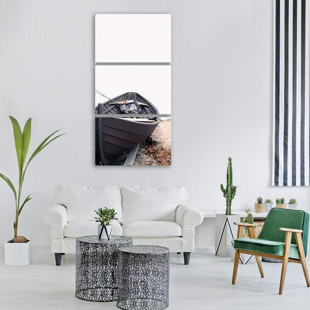 Traditional Rowing Fishing Boat Vertical Canvas Wall Art-3 Vertical-Gallery Wrap-12" x 25"-Tiaracle