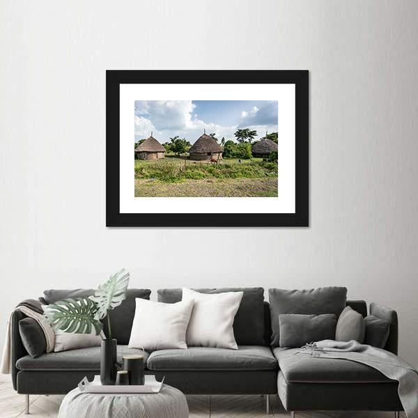 Traditional Straw Huts In The Omo Valley Of Ethiopia Canvas Wall Art-1 Piece-Framed Print-20" x 16"-Tiaracle