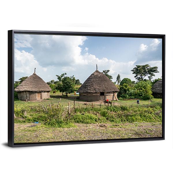 Traditional Straw Huts In The Omo Valley Of Ethiopia Canvas Wall Art-3 Horizontal-Gallery Wrap-25" x 16"-Tiaracle