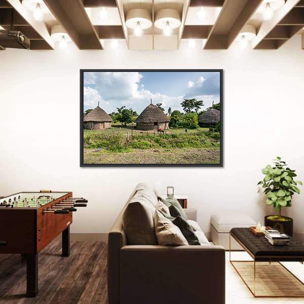 Traditional Straw Huts In The Omo Valley Of Ethiopia Canvas Wall Art-3 Horizontal-Gallery Wrap-25" x 16"-Tiaracle