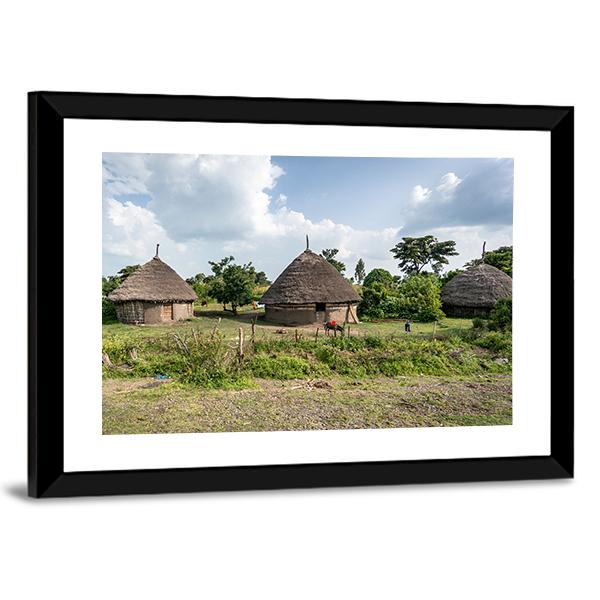 Traditional Straw Huts In The Omo Valley Of Ethiopia Canvas Wall Art-3 Horizontal-Gallery Wrap-25" x 16"-Tiaracle
