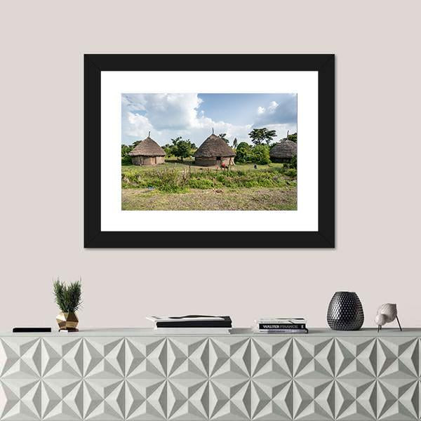 Traditional Straw Huts In The Omo Valley Of Ethiopia Canvas Wall Art-3 Horizontal-Gallery Wrap-25" x 16"-Tiaracle