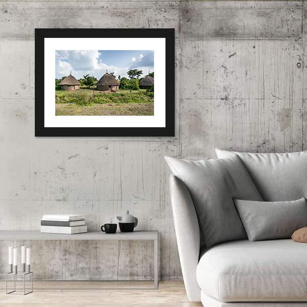 Traditional Straw Huts In The Omo Valley Of Ethiopia Canvas Wall Art-3 Horizontal-Gallery Wrap-25" x 16"-Tiaracle
