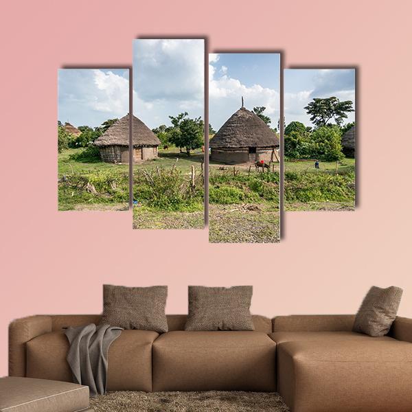 Traditional Straw Huts In The Omo Valley Of Ethiopia Canvas Wall Art-4 Pop-Gallery Wrap-50" x 32"-Tiaracle