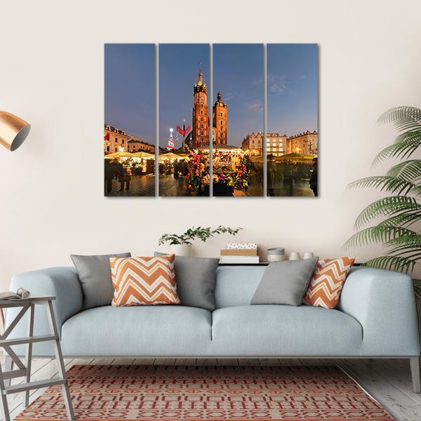 Traditional Street Market Canvas Wall Art-4 Horizontal-Gallery Wrap-34" x 24"-Tiaracle