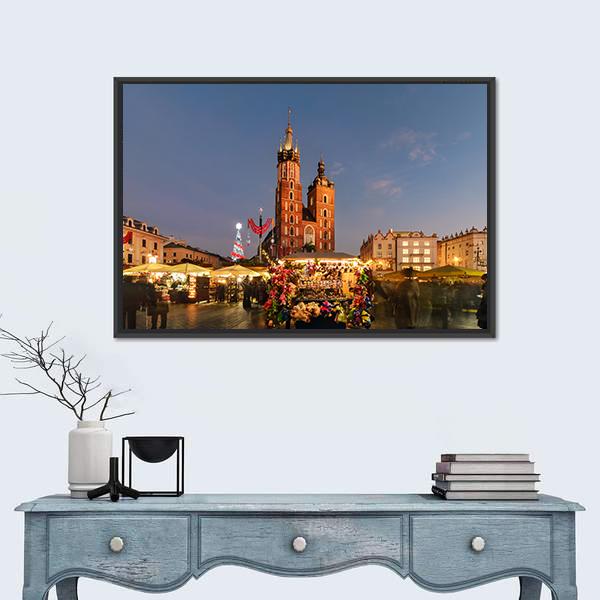 Traditional Street Market Canvas Wall Art-3 Horizontal-Gallery Wrap-25" x 16"-Tiaracle