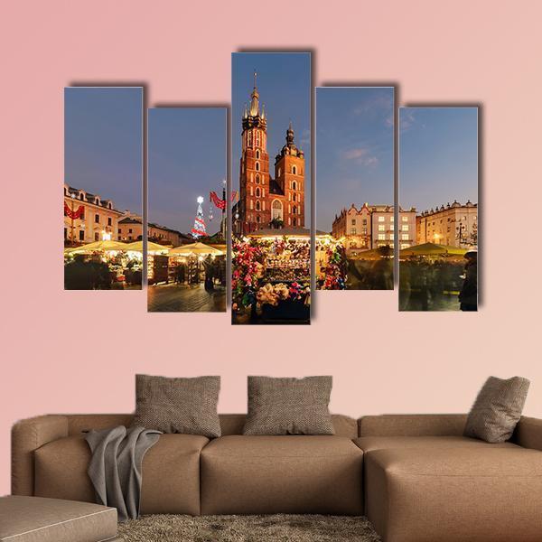 Traditional Street Market Canvas Wall Art-5 Pop-Gallery Wrap-47" x 32"-Tiaracle