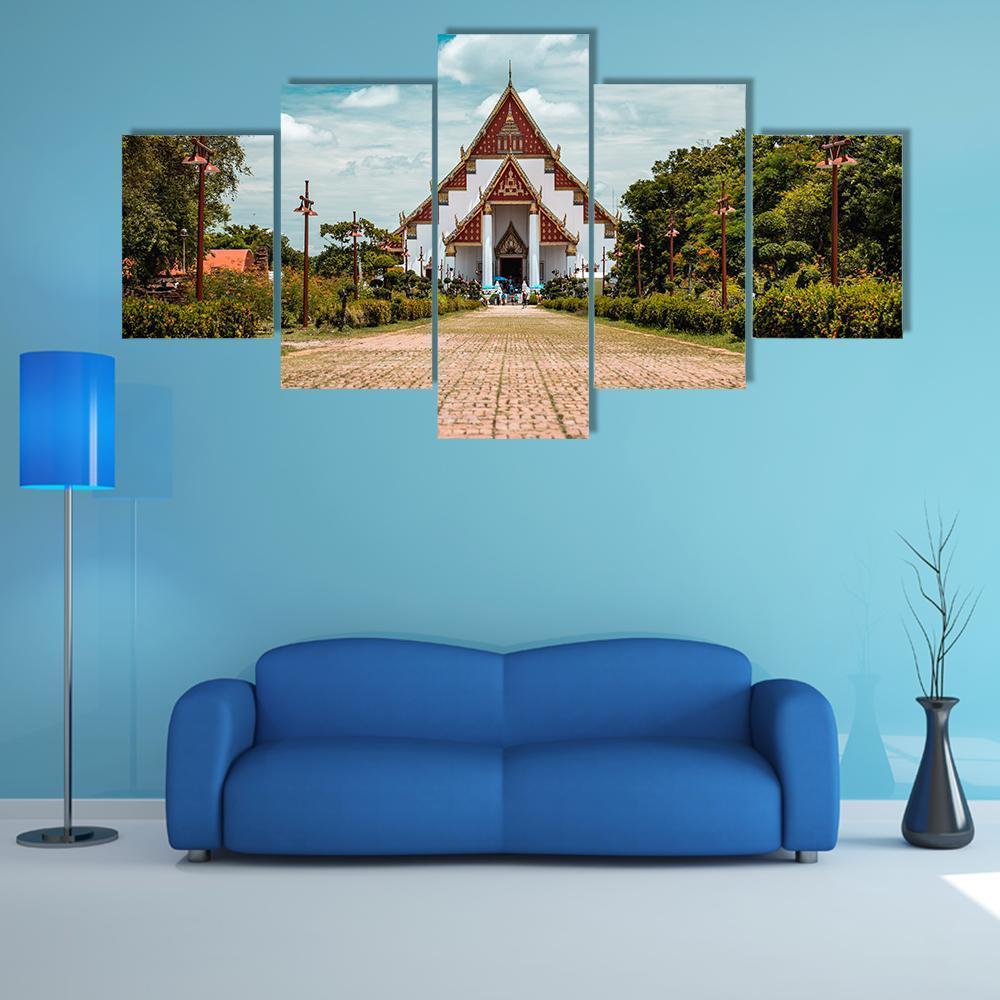 Thai Buddhist Temple Canvas Wall Art-5 Star-Gallery Wrap-62" x 32"-Tiaracle
