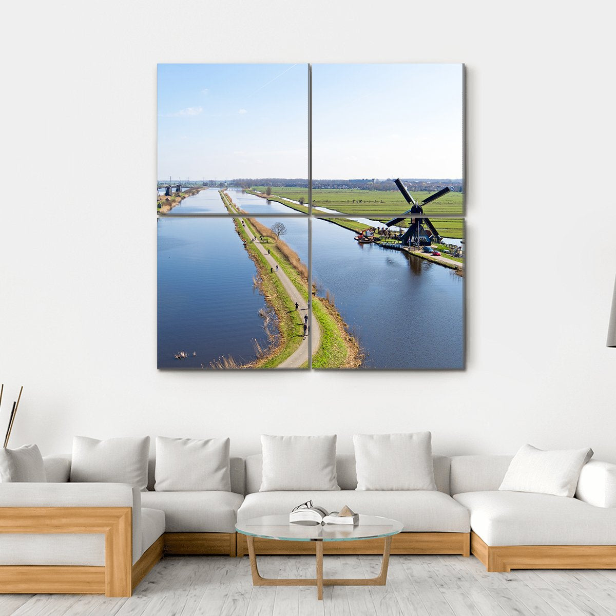 Traditional Windmills Netherlands Canvas Wall Art-4 Square-Gallery Wrap-17" x 17"-Tiaracle