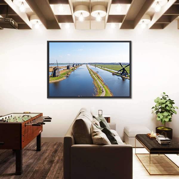 Traditional Windmills Netherlands Canvas Wall Art-3 Horizontal-Gallery Wrap-25" x 16"-Tiaracle