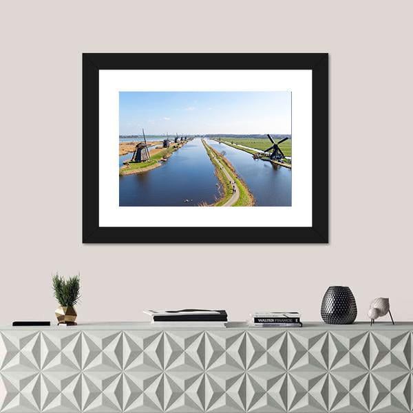 Traditional Windmills Netherlands Canvas Wall Art-5 Horizontal-Gallery Wrap-22" x 12"-Tiaracle