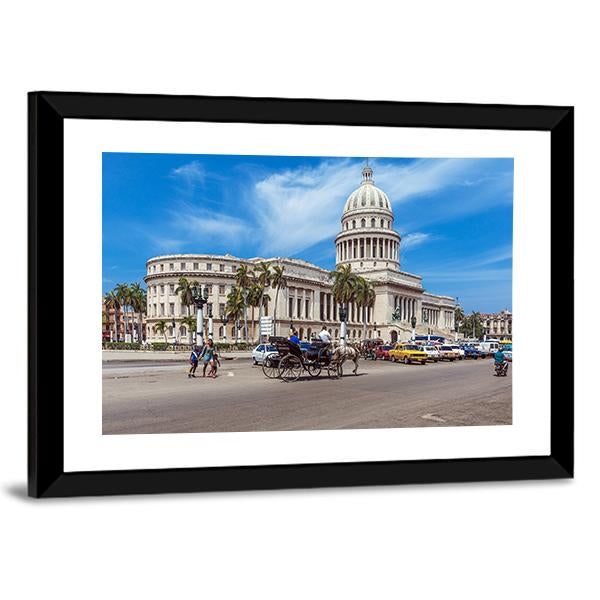 Traffic In Havana Cuba Canvas Wall Art-3 Horizontal-Gallery Wrap-25" x 16"-Tiaracle