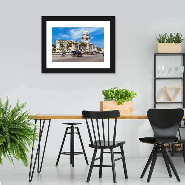Traffic In Havana Cuba Canvas Wall Art-3 Horizontal-Gallery Wrap-25" x 16"-Tiaracle