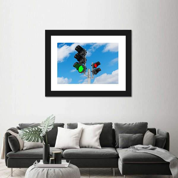Traffic Light Signal Canvas Wall Art-1 Piece-Framed Print-20" x 16"-Tiaracle