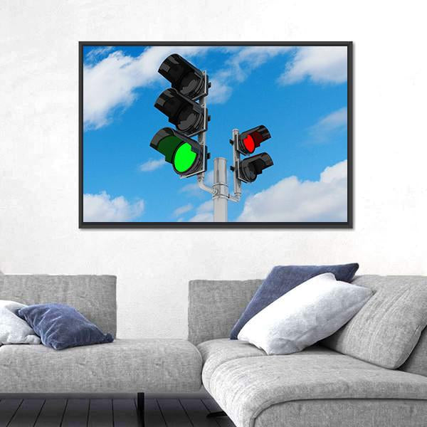 Traffic Light Signal Canvas Wall Art-1 Piece-Floating Frame-36" x 24"-Tiaracle
