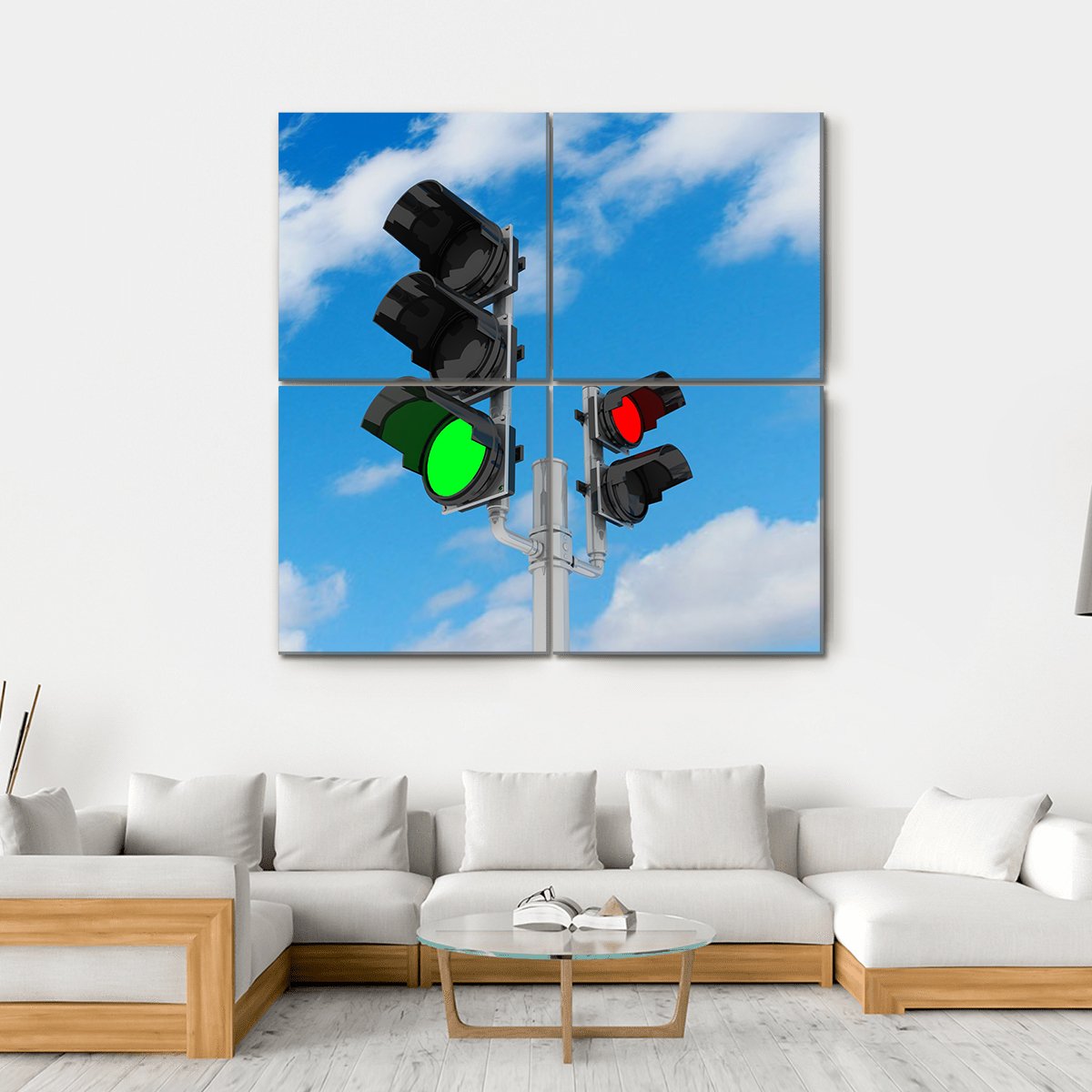 Traffic Light Signal Canvas Wall Art-4 Square-Gallery Wrap-17" x 17"-Tiaracle
